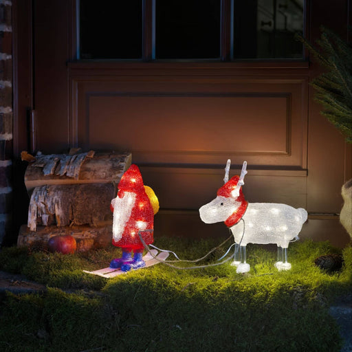 Acrylic Santa & Reindeer 24.5cm