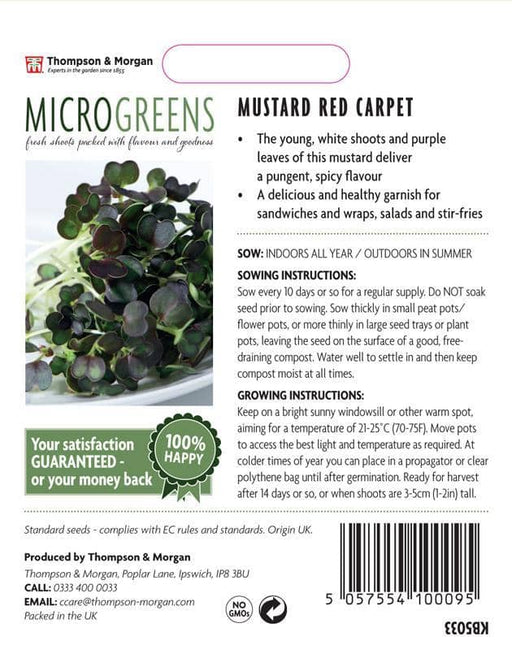 Thompson & Morgan (Uk) Ltd Gardening Thompson & Morgan Microgreens Mustard Red Carpet
