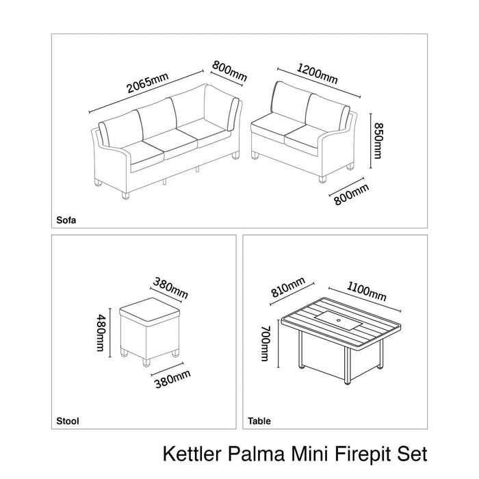 Kettler Garden Furniture Kettler Palma Mini Firepit Set in Whitewash