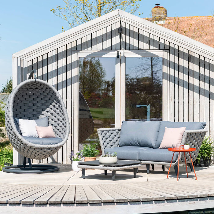 Cordial Luxe Light Grey Garden Sofa and Garden Egg Swing Chair Set (Colour Options)