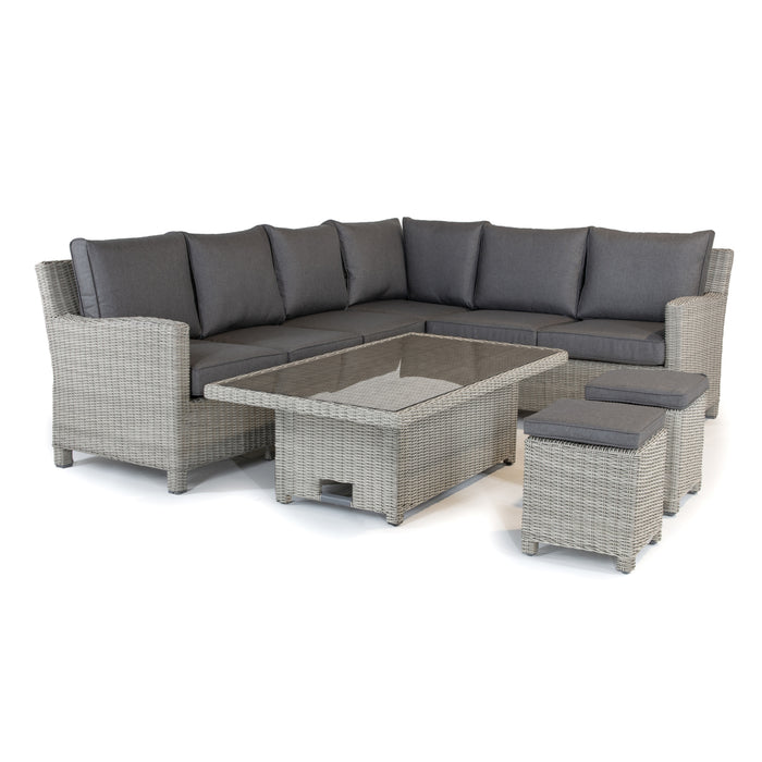 Palma Signature Corner Seating in White Wash (choice of table)