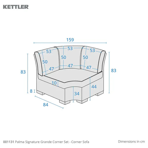 Kettler Palma Signature Grande Corner Set White Wash with Choice of Table