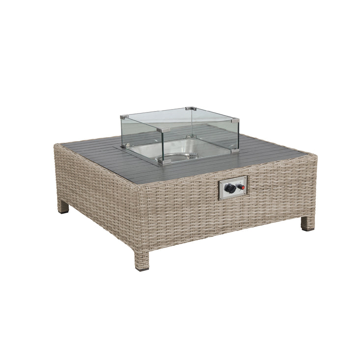 Palma Signature Low Lounge Garden Set with Coffee Table and Firepit in Oyster