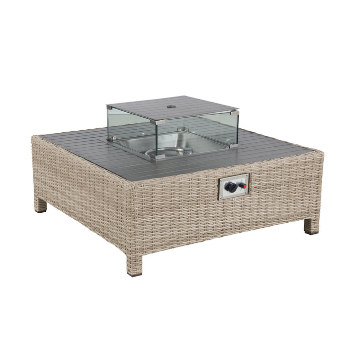 Palma Signature Low Lounge Garden Set in Oyster with Firepit Table