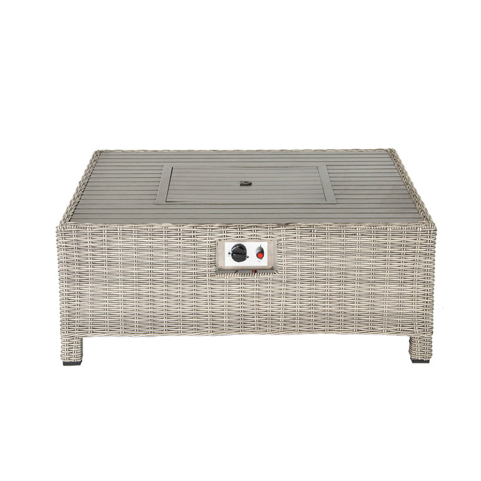 Palma Signature Low Lounge Garden Set in White Wash with Firepit Table
