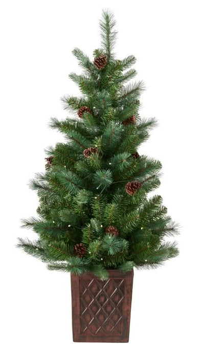 HAZELNUT PINE Porch Prelit Tree 4ft with 100 lights