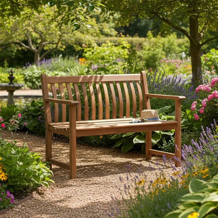Lakeside Acacia Wood Flat Arm Broadfield Bench 4ft & 5ft options