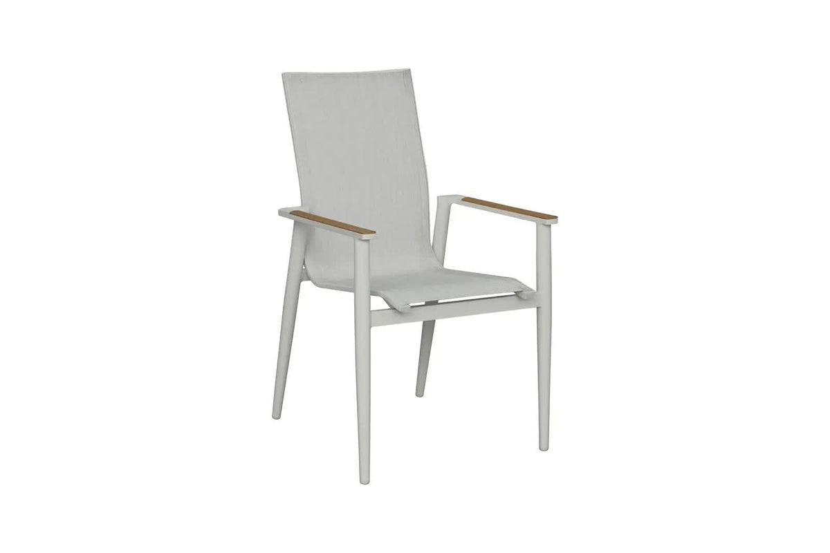 Bramblecrest Sofia Round Bistro Set in Grey Stacking Armchairs