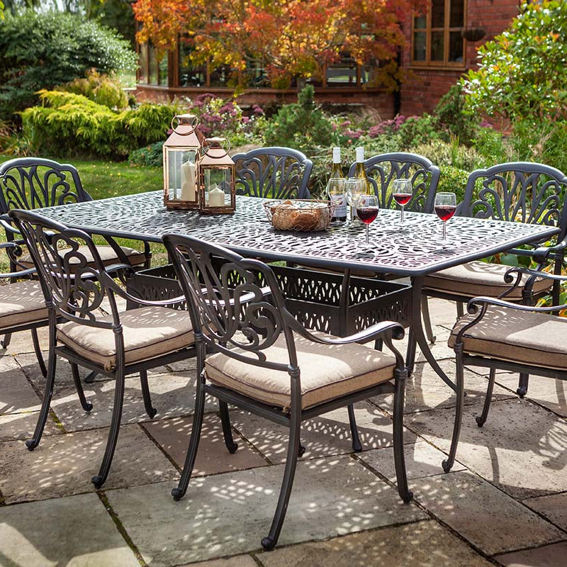 Hartman Amalfi 8 Seat Rectangle Dining Set with Parasol & Base