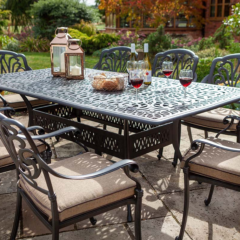 Hartman Amalfi 8 Seat Rectangle Dining Set with Parasol & Base