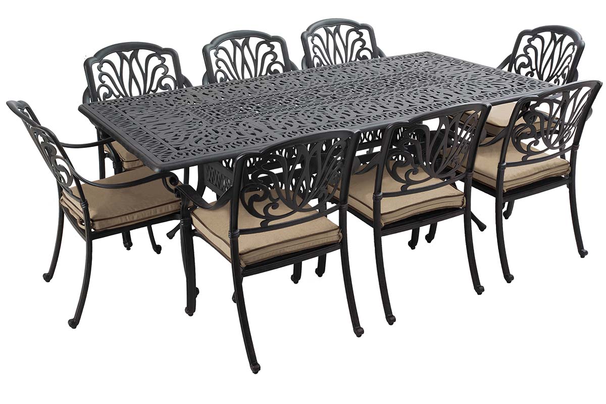 Hartman Amalfi 8 Seat Rectangle Dining Set with Parasol & Base