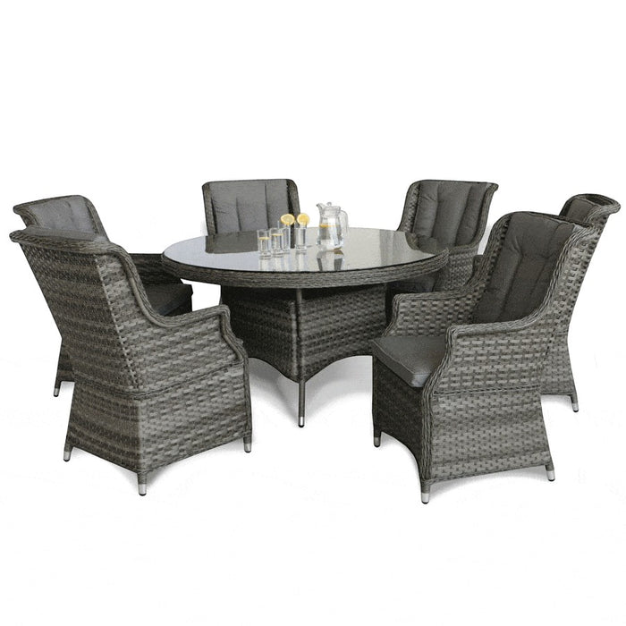 Mercer Garden Furniture Amalfi High Back 6 Seat Grey Rattan Outdoor Dining Set