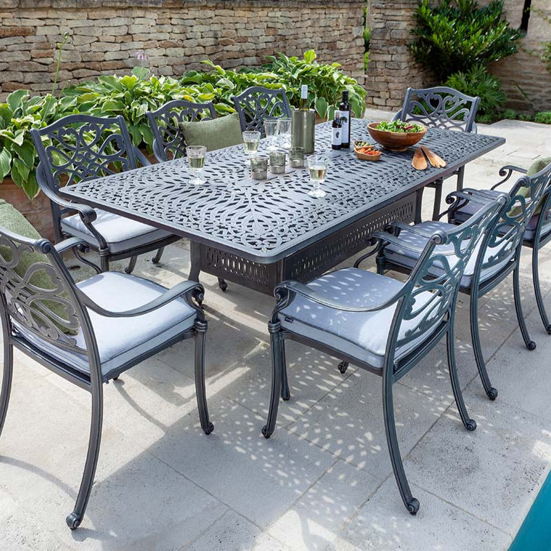 Hartman Capri 8 Seat Rectangular Dining Set in Antique Grey