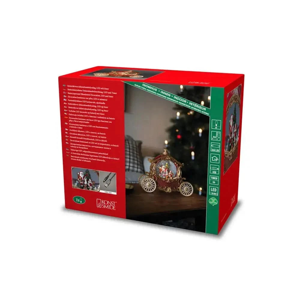 Konst Smide  Red Christmas Carriage Water Lantern With Santa