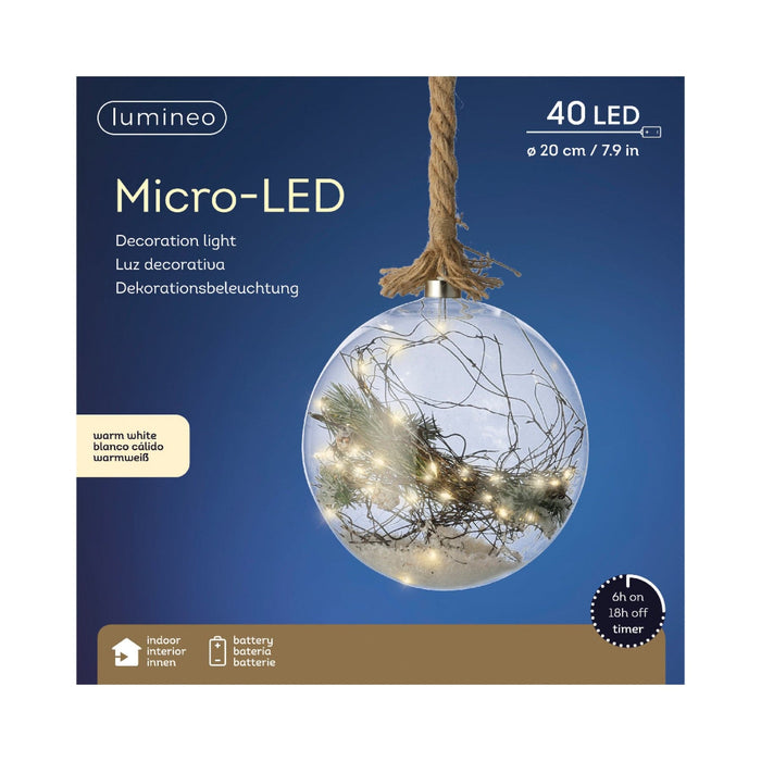 Lumineo Micro LED Snow Ball Pine Classic Warm Indoor (20cm Diameter)