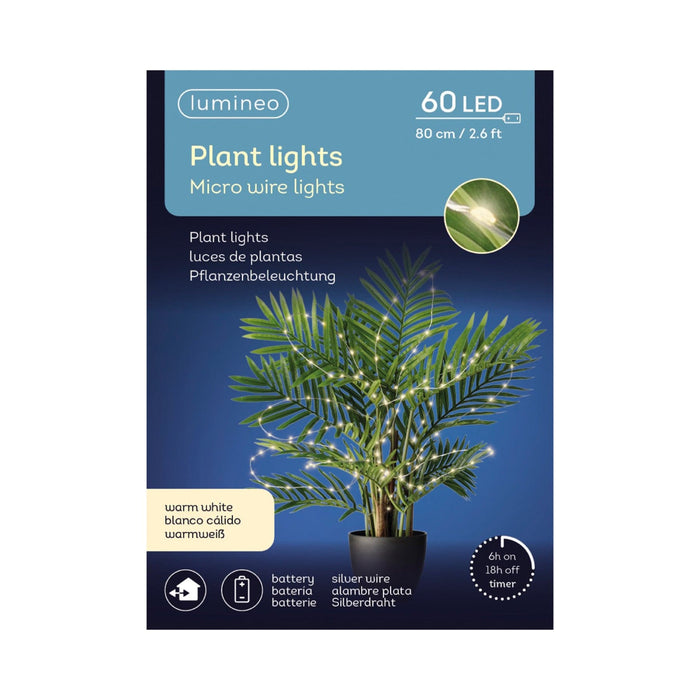 Micro LED Plant Lights Silver, Warm White 60 Lights
