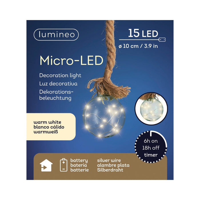 Micro LED Ball Diameter 10cm Blue, Warm White 15 Lights
