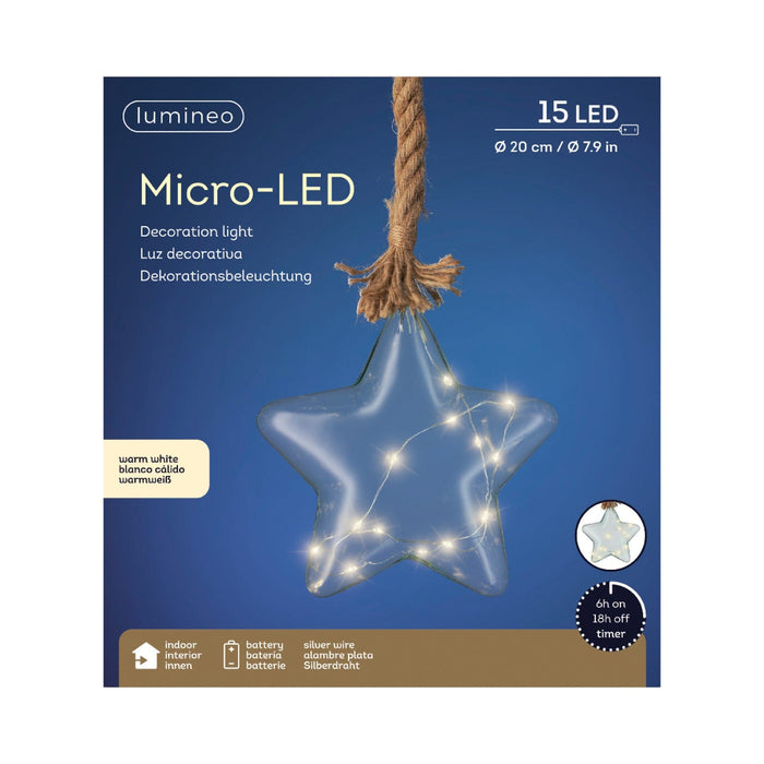 Micro LED Star Height 6.5cm Blue, Warm White 15 Lights
