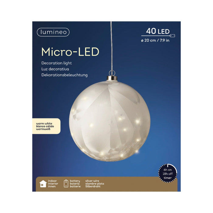 Micro LED Ball Diameter 20cm Frost, Warm White 40 Lights