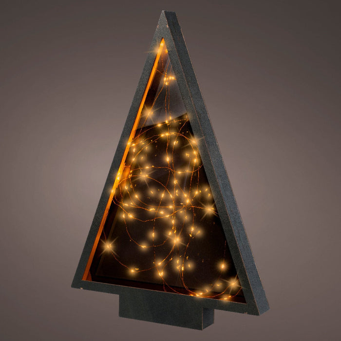 Micro LED Frame Plywood Tree 58cm High Black, Classic Warm 80 Lights
