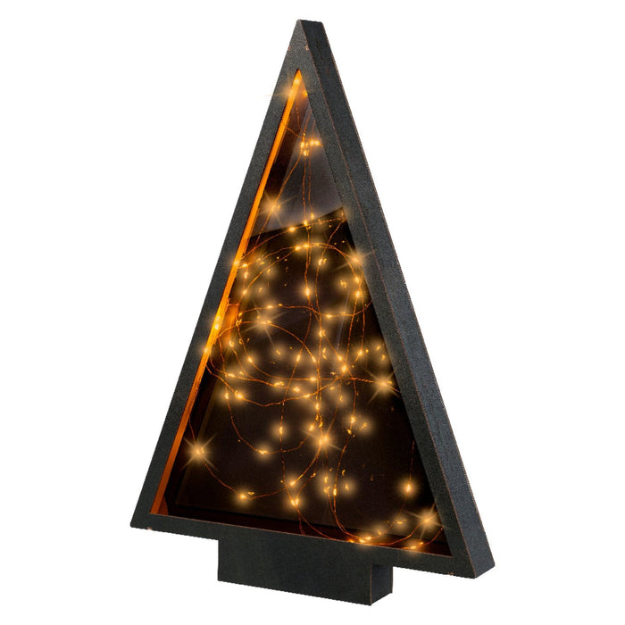 Micro LED Frame Plywood Tree 58cm High Black, Classic Warm 80 Lights