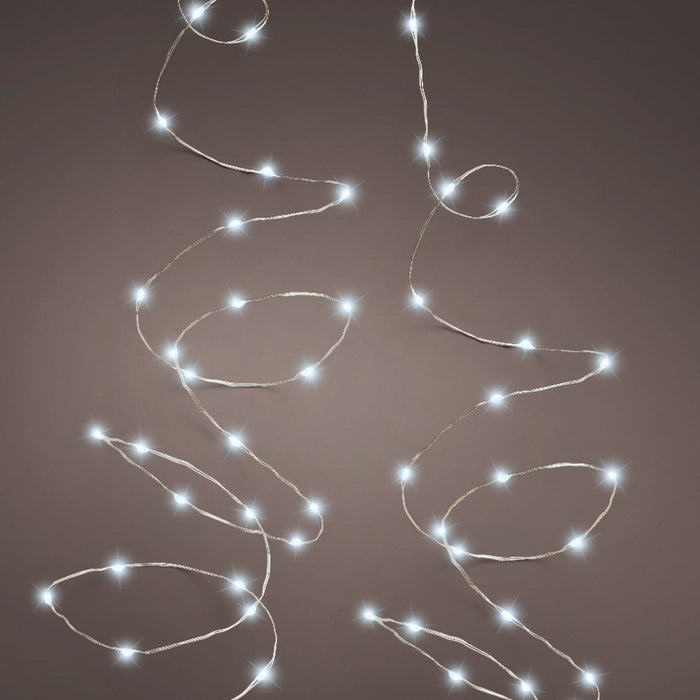 Micro Ledstring Lights 8 Function Twinkle Effect  Silver, Cool White 120 Lights