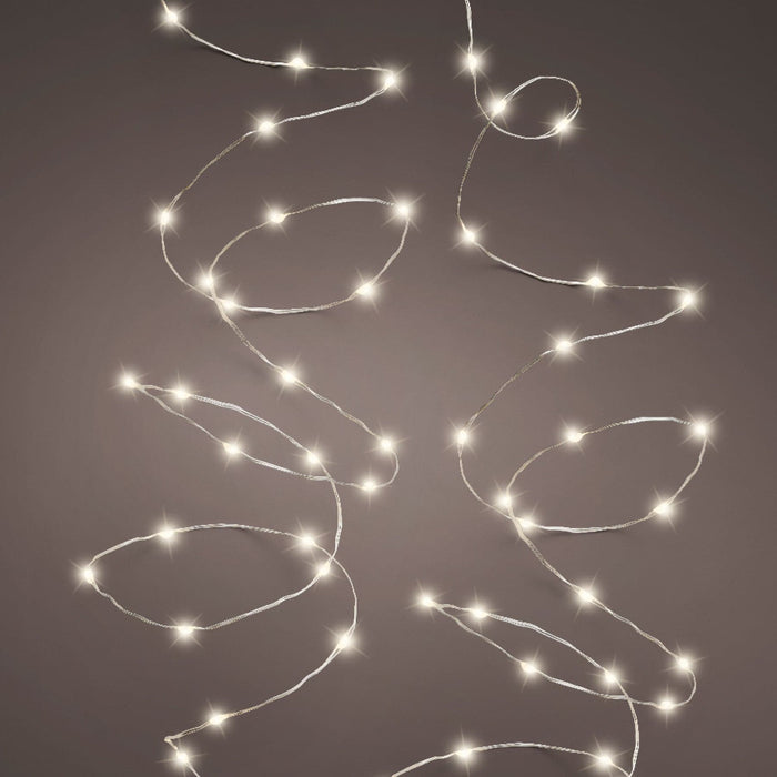 Micro LED String Lights 8 Function Twinkle Effect  Silver, Warm White 120 Lights