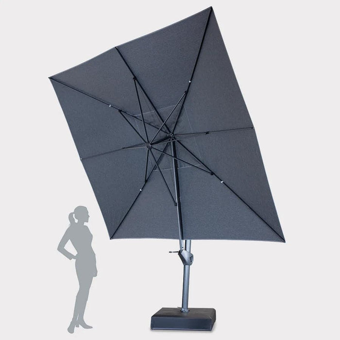 Kettler 4x3m Large Free Arm Parasol with Slate Canopy