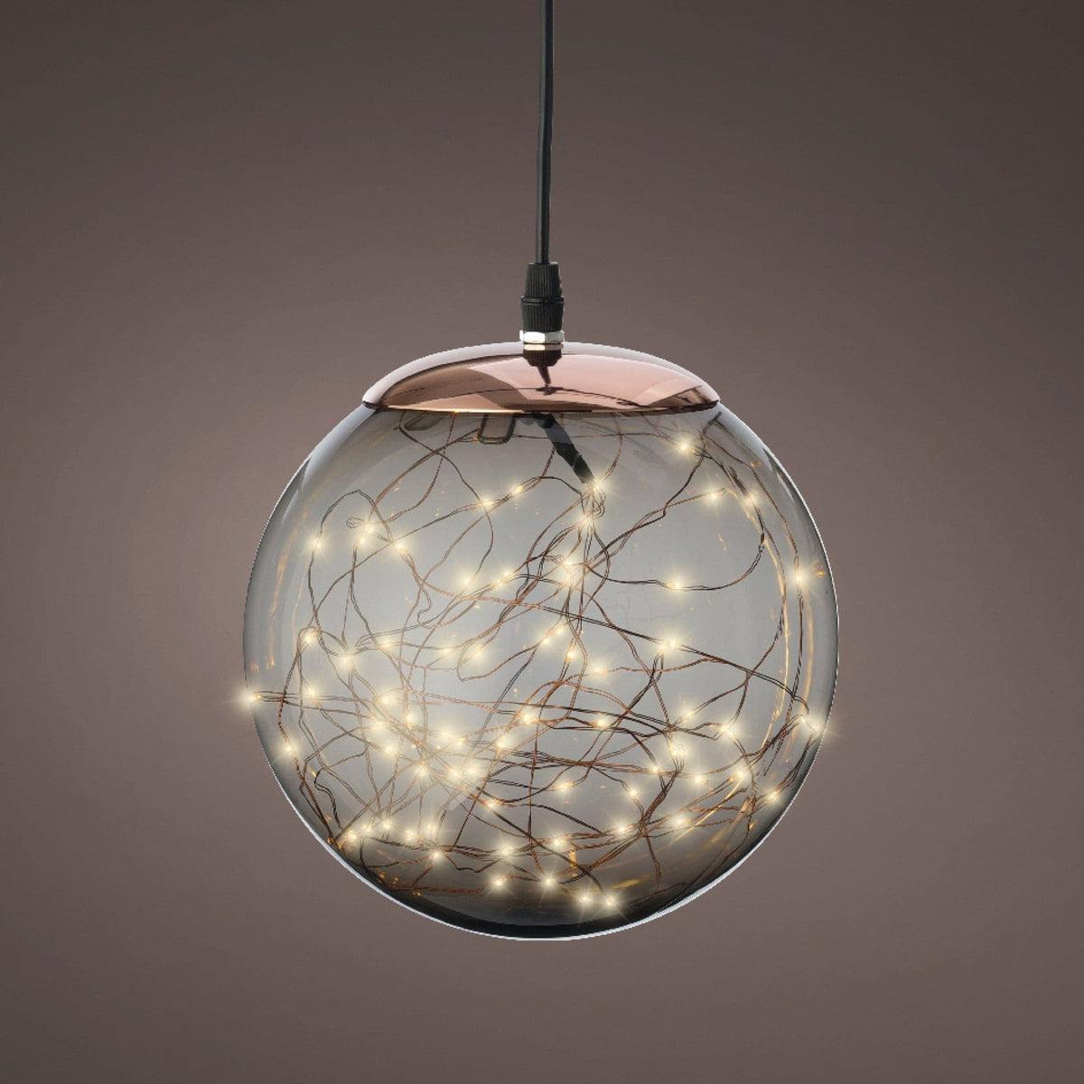 Micro LED Ball Plastic Hanging Diameter 20cm Smokey, Classic Warm 80 Lights