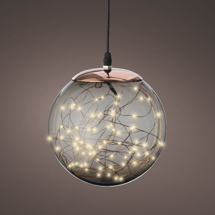 Micro LED Ball Plastic Hanging Diameter 30cm Smokey, Classic Warm 140 Lights