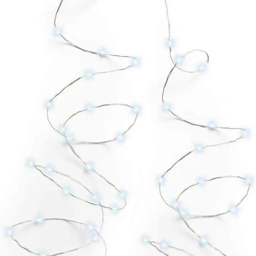 Micro Wire Lights 8 Function Twinkle Effect Silver, Cool White 120 Lights