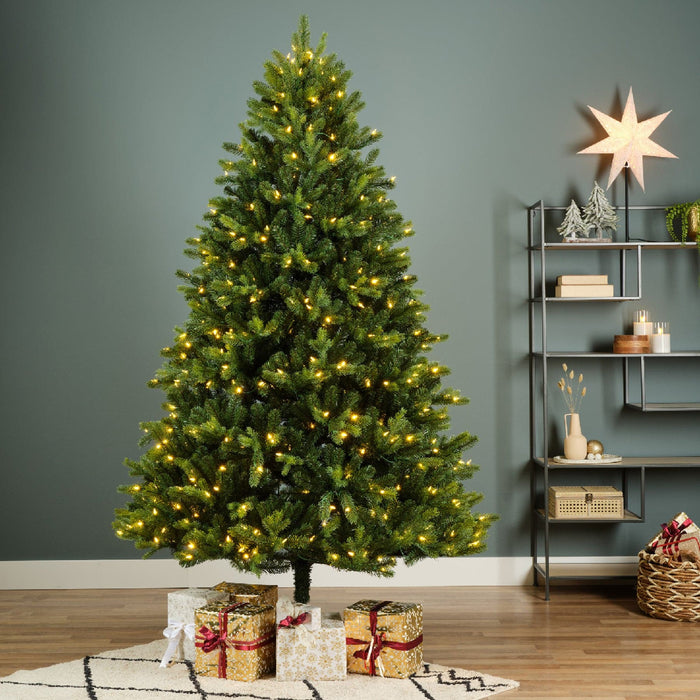 Everlands Freiburg Pre-Lit Christmas Tree with warm white & multi-colour LEDs 210cm / 7ft (Ex.Display)