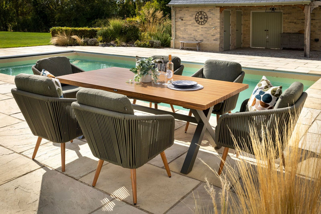 Hartman Eden 6 Seater Dining Set In Juniper Green 