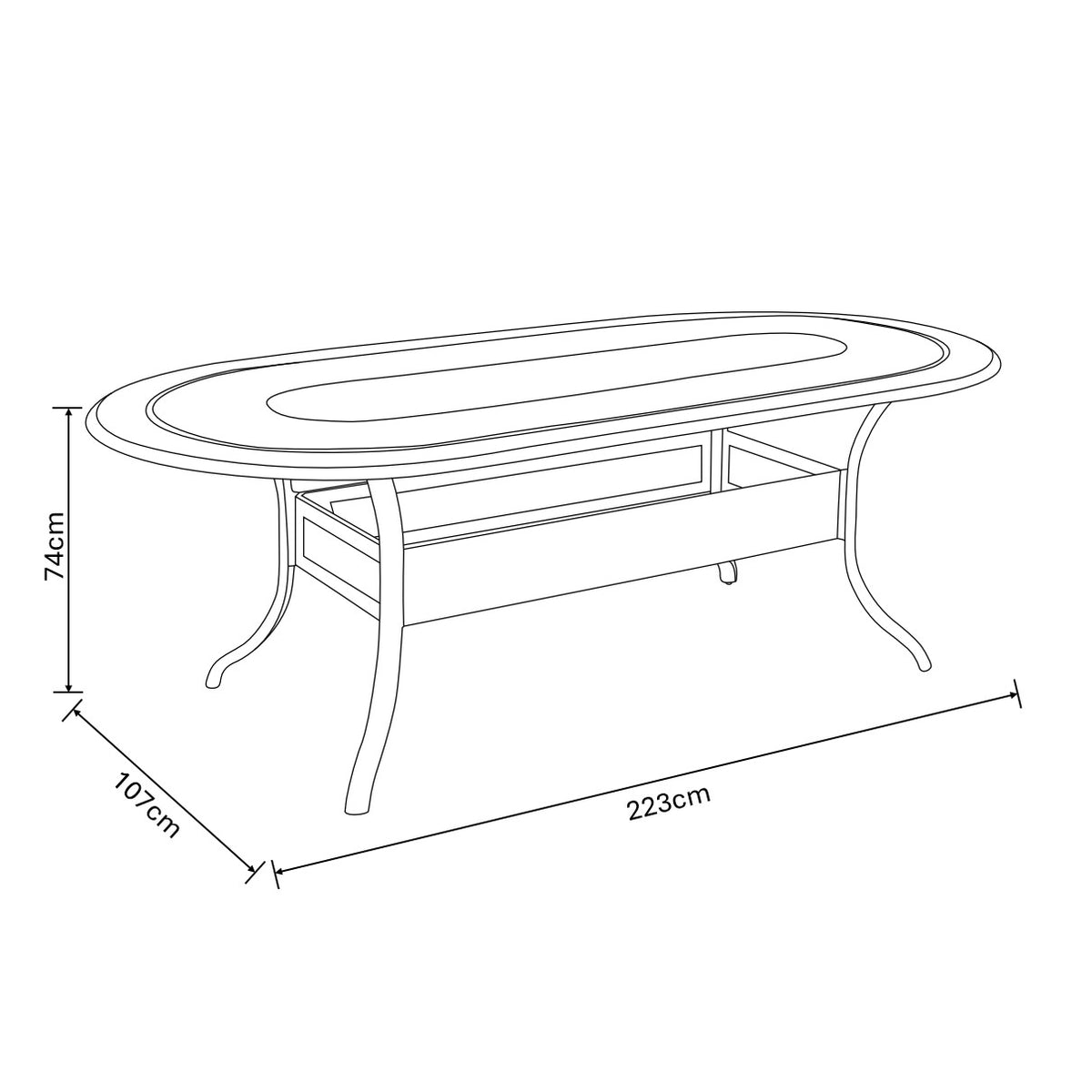 Hartman Amalfi 6 Seat Oval Dining Set with Parasol & Base in Bronze