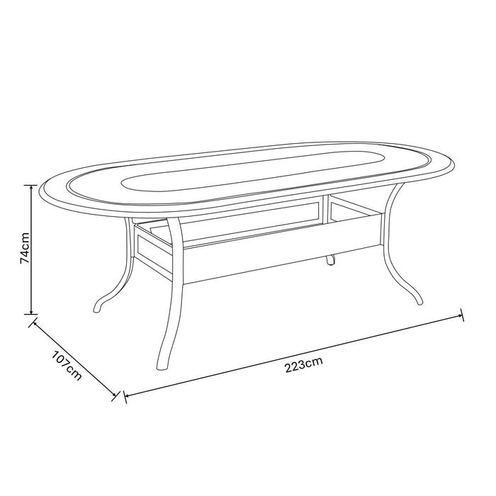 Hartman Amalfi 6 Seat Oval Dining Set with Parasol & Base in Bronze