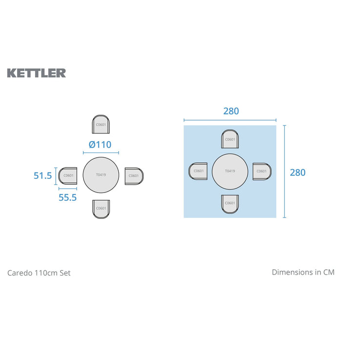 Kettler Caredo Seat Garden Dining Complete Set inc parasol cushion