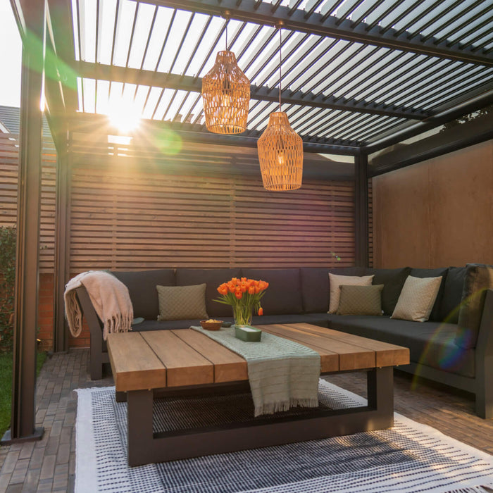 Norfolk Leisure Royce Cube 6m x 3.6m Aluminium Pergola with Solar LED Lights