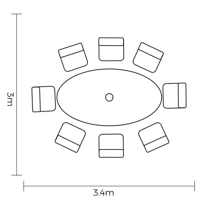 Hartman Eton 8 Seat Oval Elliptical Dining Set in Beech