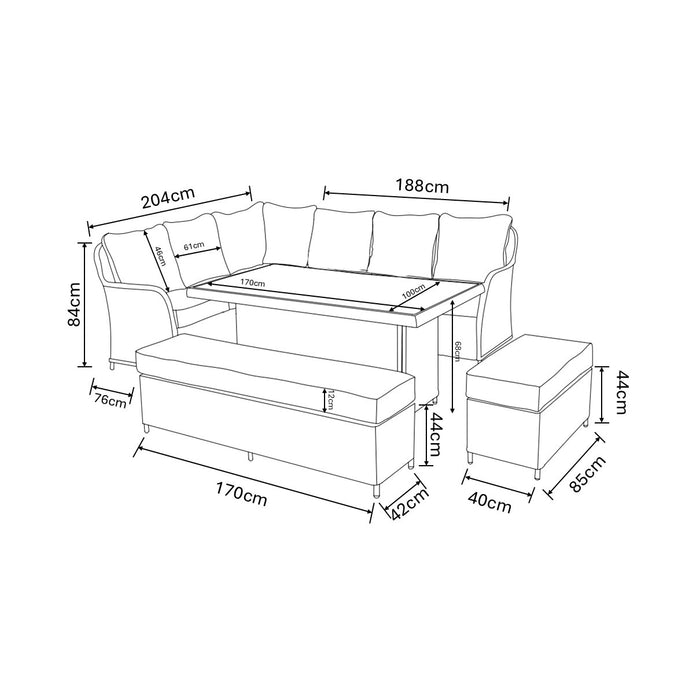 Hartman Eton Grand Rectangular Casual Dining Set