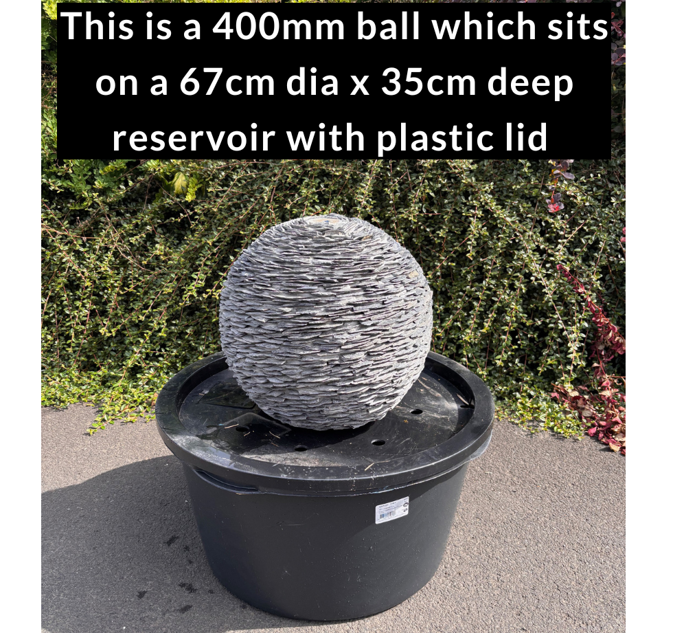 Slate Ball Water Feature with Complete Kit (Sizes 300mm, 400mm, 500mm, 700mm up to 900mm)