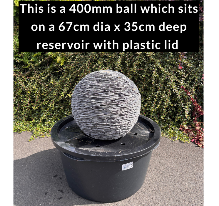 Slate Ball Water Feature with Complete Kit (Sizes 400mm up to 900mm)