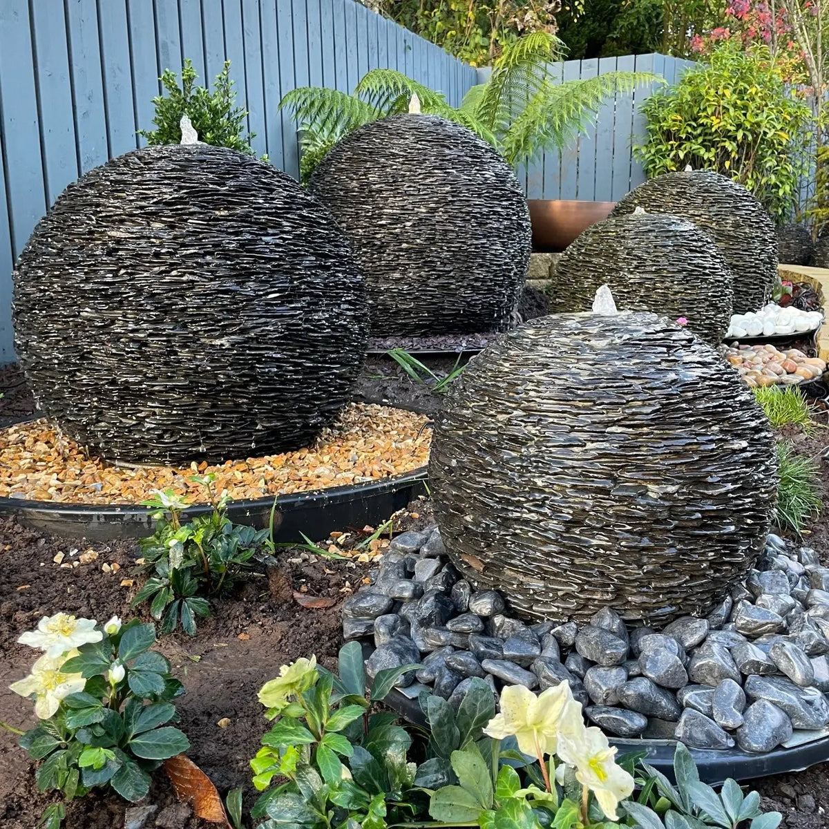 Grey Planet Slate Sphere Garden Water Feature 