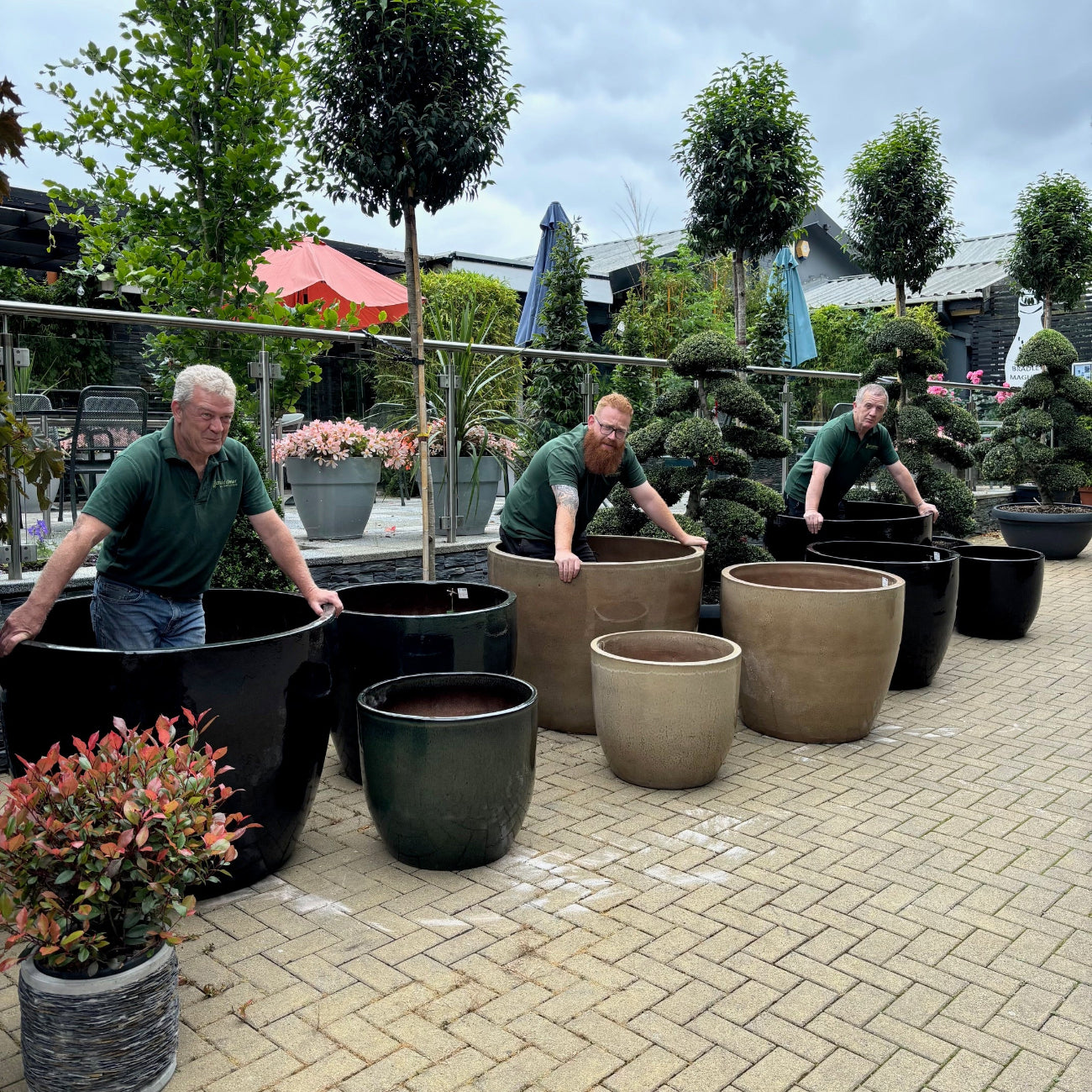 large outdoor plant pots uk Hercules Glazed Garden Planters L, XL and XXL in BLACK