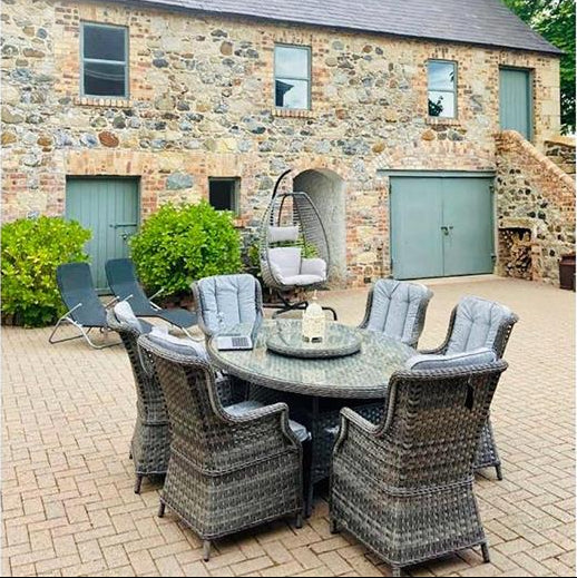 Amalfi High Back Seat Oval Dining Set in Grey - Main Image