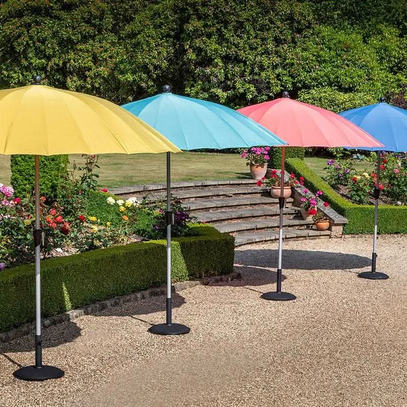 Hartman Shanghai Round 2.7m Parasol - Ochre, Navy, Red Coral & Jade