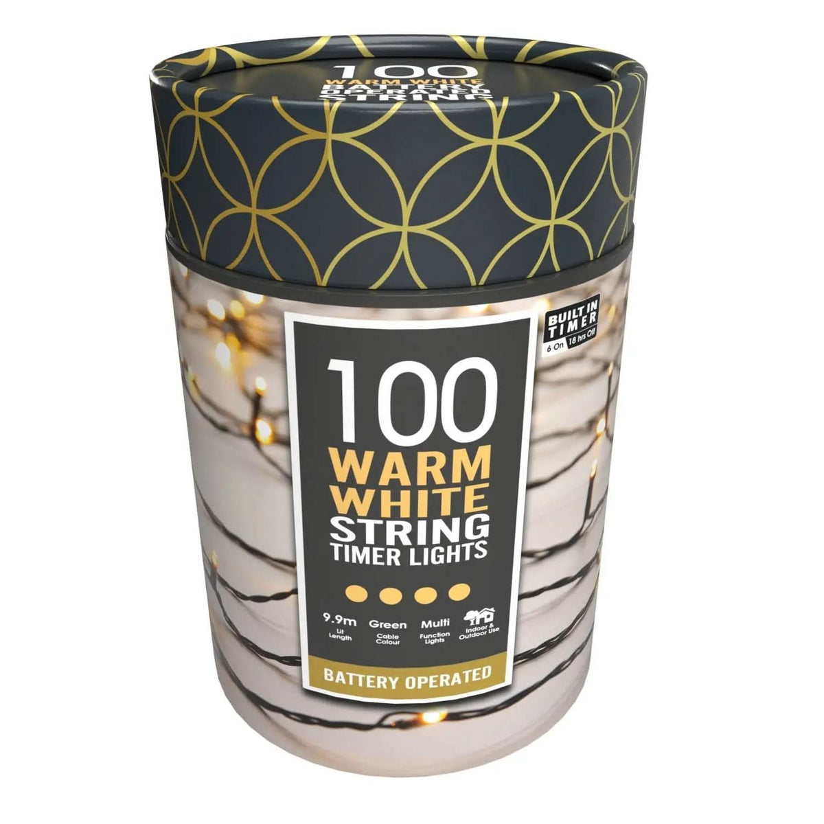 Festive 100 battery operated string lights - warm white