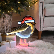40cm infinity light robin red boots-wooden base