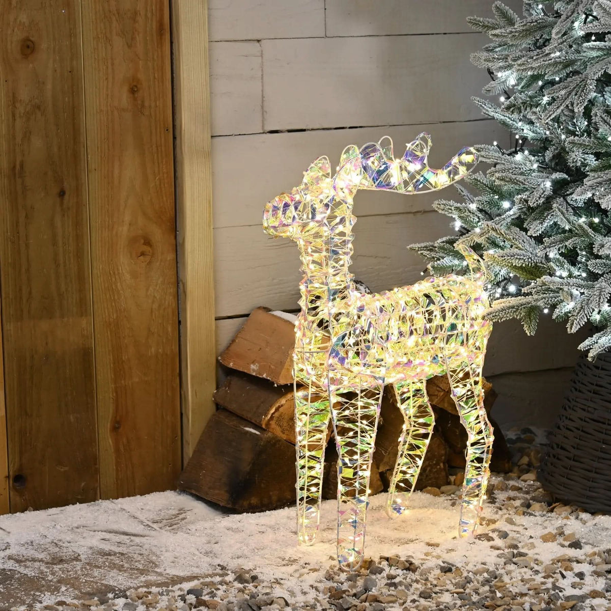 60cm lit star shimmer reindeer