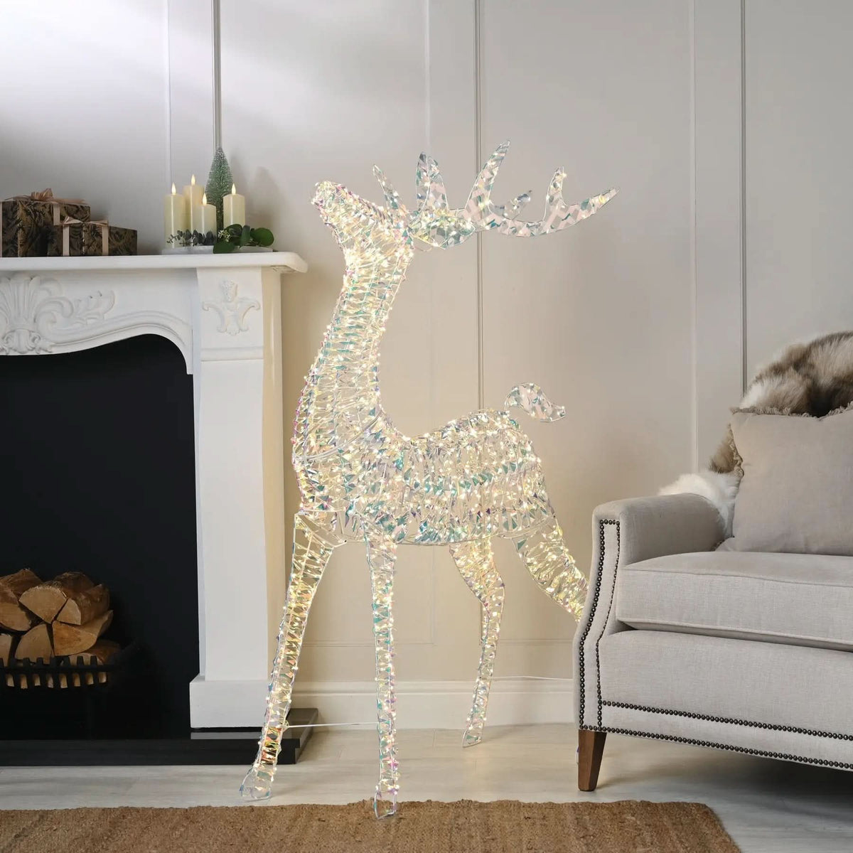 120cm Lit Iridescent Reindeer