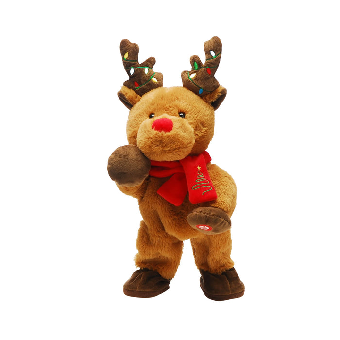 Festive 37cm Bo Animated Singing Dancing Reindeer